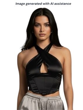 Better Be S black satin corset halter